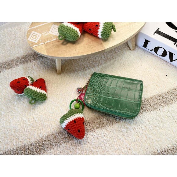 Crochet Keychain Watermelon Handmade Fruit Keychain Crochet Bag handmad Keychain - Picture 6 of 10